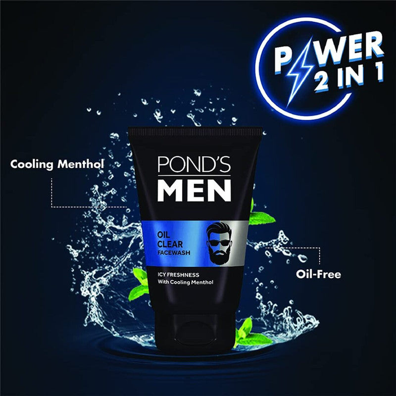 Ponds Facewash - Men Oil Clear, Anti-Dullness Cooling Menthol, 50 g