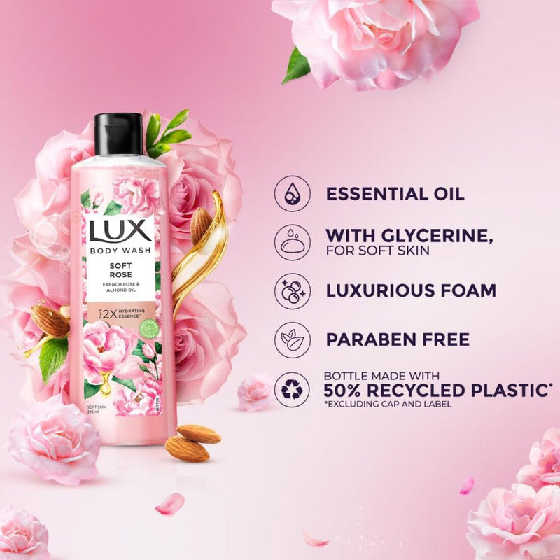 Lux Soft Rose French Rose & Almond Oil Body Wash 245ml Pack of 2