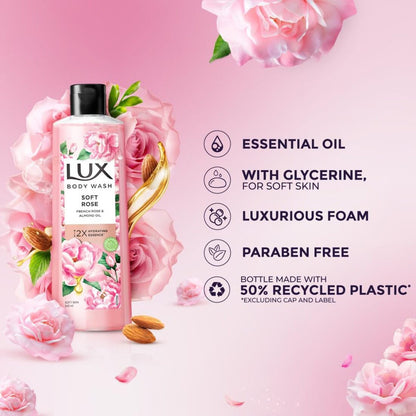 Lux Soft Rose French Rose & Almond Oil Body Wash 245ml Pack of 2