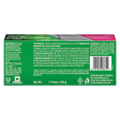 Closeup Fights 6 Oral Care Toothpaste Green Tea + Clay (150gm x 2)