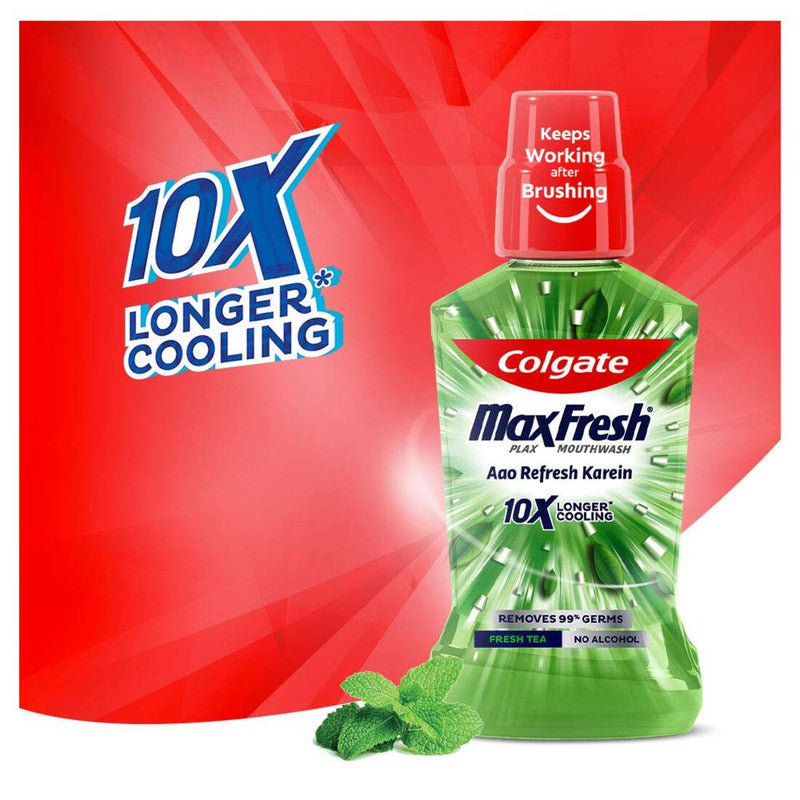 Colgate MaxFresh Longer Cooling 10X Fresh Tea Mouthwash 250ml Pack of 2