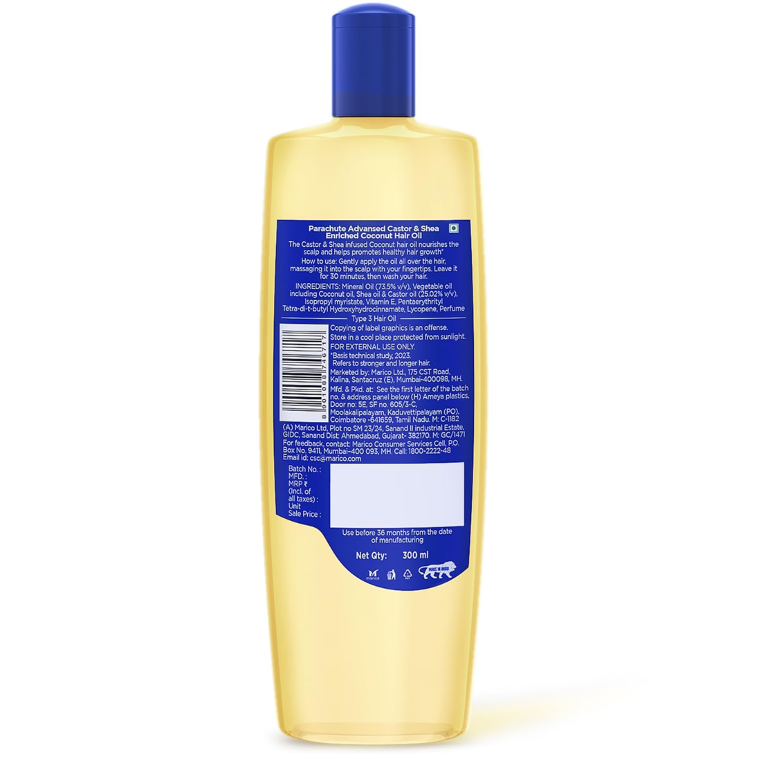 Parachute Advansed Castor & Shea Enriched Coconut Hair Oil 300ml