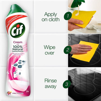 Cif With Natural Pink Tough Dirt Cleaning Crème a Recurer 500ml