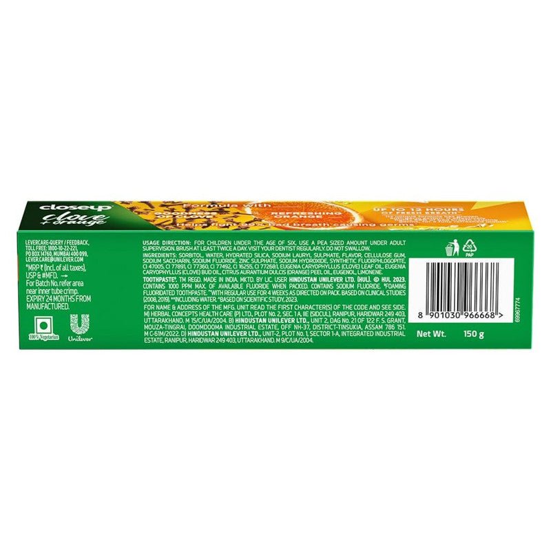 Closeup Clove + Orange Toothpaste (150gm)(Pack of 1)