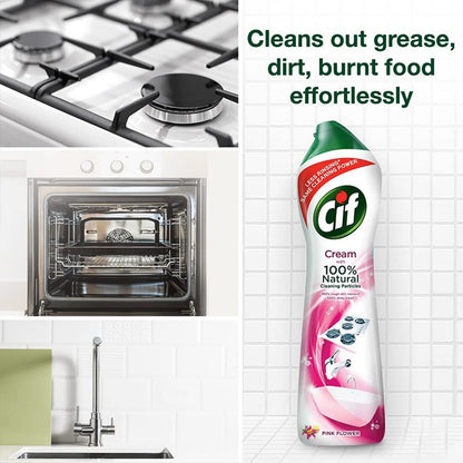 Cif With Natural Pink Tough Dirt Cleaning Crème a Recurer 500ml