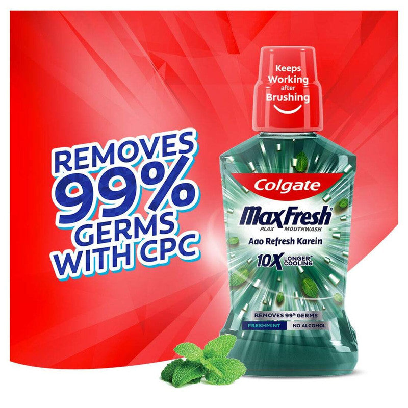 Colgate MaxFresh Longer Cooling 10X Freshmint Mouthwash 250ml Pack of 2