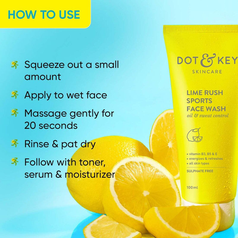 Dot & Key Skincare Lime Rush Sports Face Wash 100ml Pack of 2