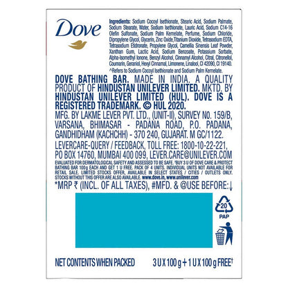 Dove Moisturising Skin Bar Care & Protect Beauty Bathing (100gm X 4)