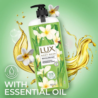 Lux Revitalized Skin Lemongrass & Frangipani Scent Body Wash 750ml Pack of 2