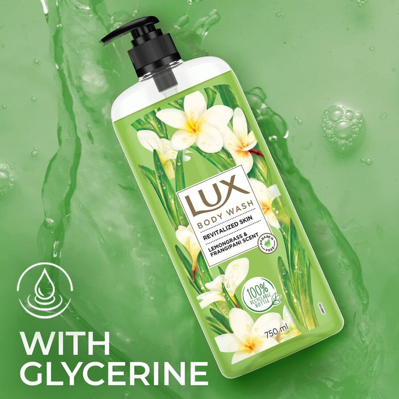 Lux Revitalized Skin Lemongrass & Frangipani Scent Body Wash 750ml Pack of 2