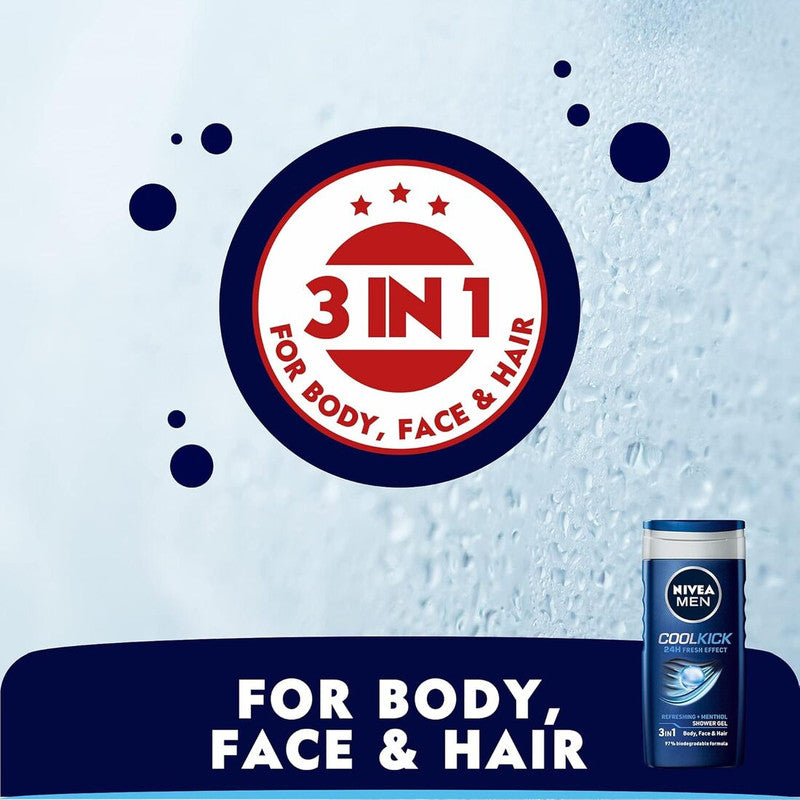 Nivea Men CoolKick Refreshing + Menthol Shower Gel 250ml