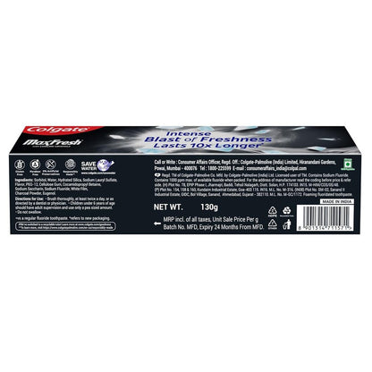 Colgate MaxFresh With Cooling Crystals 10X Charcoal Toothpaste 130g Pack of 2