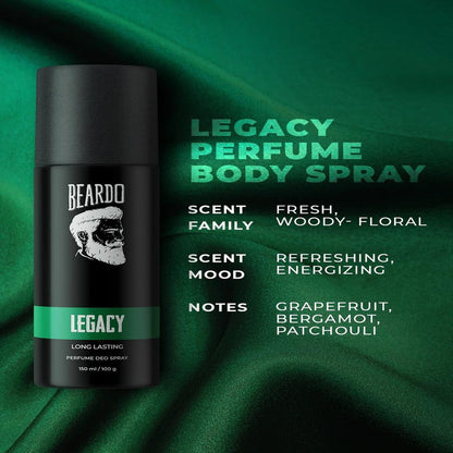 Beardo Legacy Long Lasting Perfume Deo Spray 100g Pack of 2