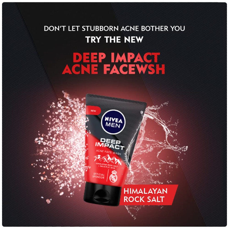 Nivea Men Deep Impact Acne Face Wash (100gm)(Pack of 2)