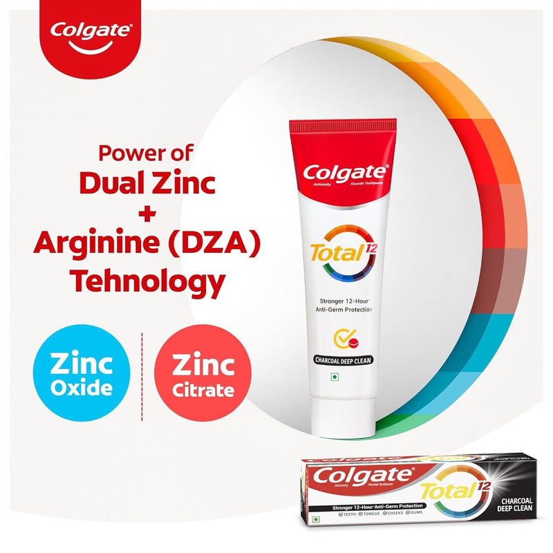 Colgate Total 12 Charcoal Deep Clean Anticavity Toothpaste (2x120g) Pack of 2