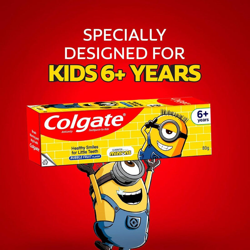 Colgate Bubble Fruit Minions Anticavity Kids Toothpaste 80g Pack of 2