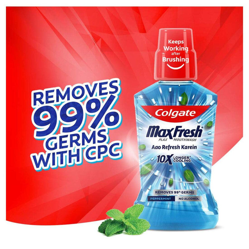 Colgate MaxFresh Longer Cooling 10X Peppermint Mouthwash 250ml Pack of 3