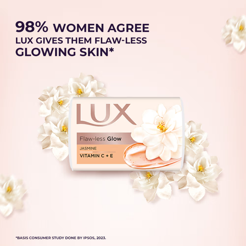 Lux Flaw-Less Glow Jasmine Vitamin C + E Soap (3X150g) Pack of 2