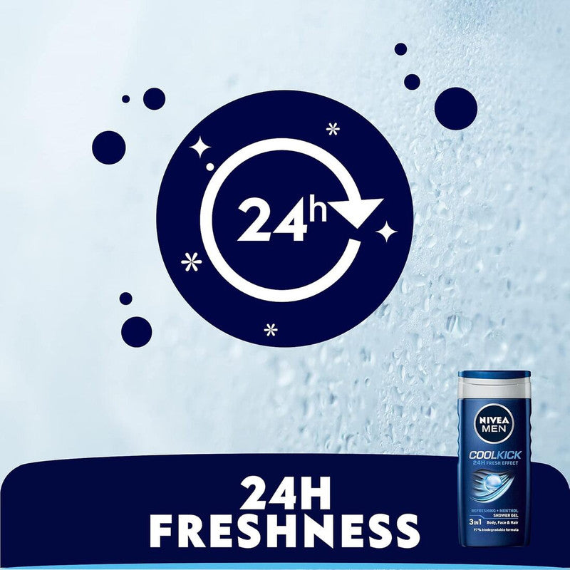 Nivea Men CoolKick Refreshing + Menthol Shower Gel 250ml