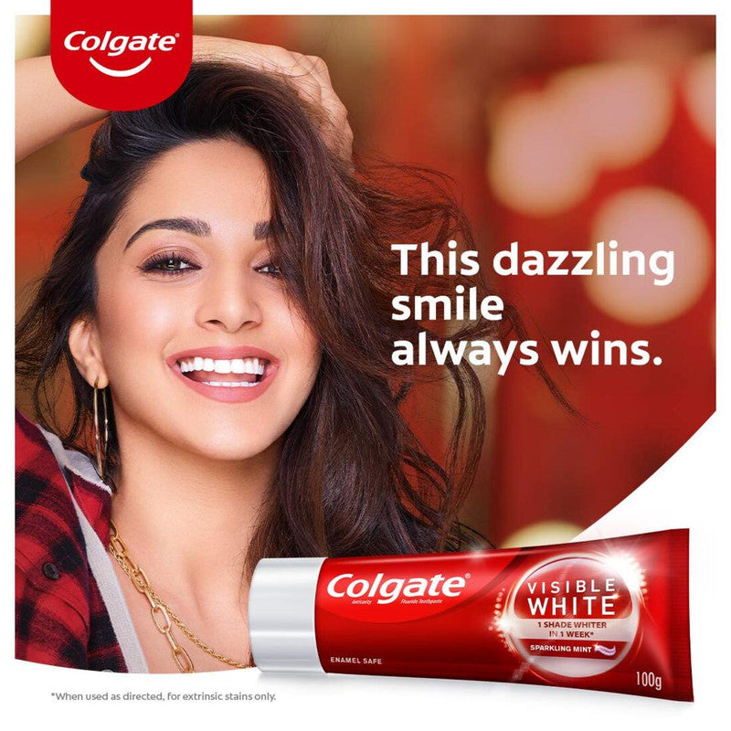 Colgate Visible White Sparkling Mint Toothpaste (2X100gm)(Pack of 1)