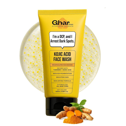 Ghar Soaps Kojic Face Wash with Kojic Acid, Niacinamide, Turmeric for Skin Lightening, Pigmentation, Dark Spots for All Skin Types for Men & Women 100ml