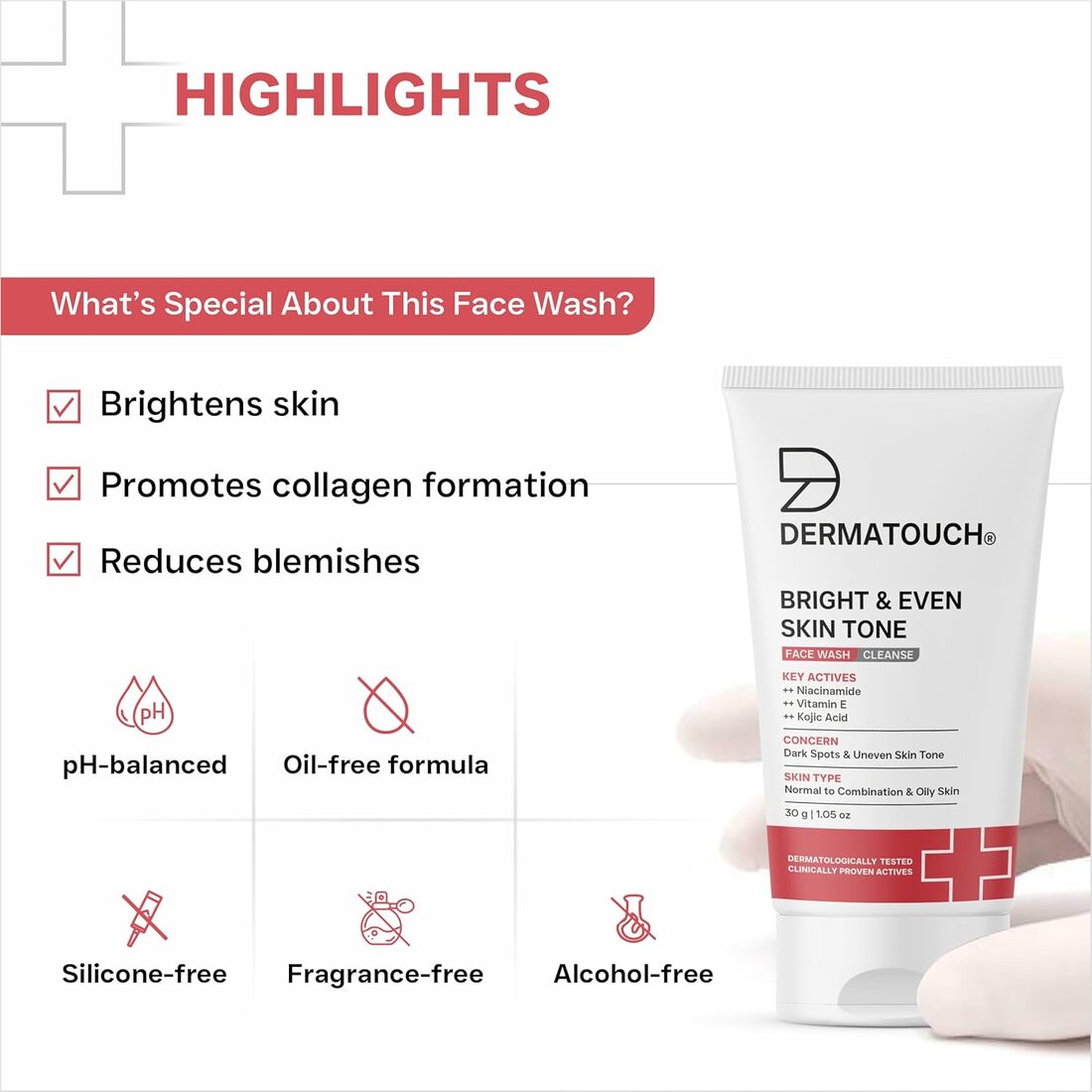 Dermatouch Bright & Even Skin Tone Face Wash 30g