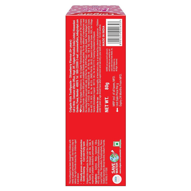 Stawberry Barbie Colgate Anticavity Kids Toothpaste 80g