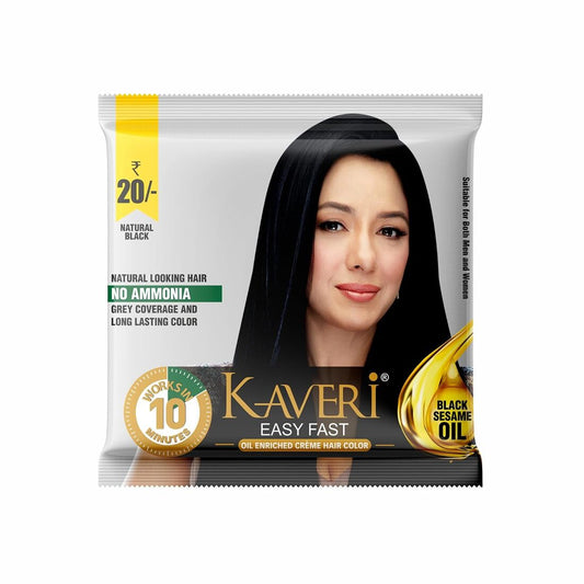 Kaveri Easy Fast Natural Black Oil Enriched Creme Hair Color 15ml