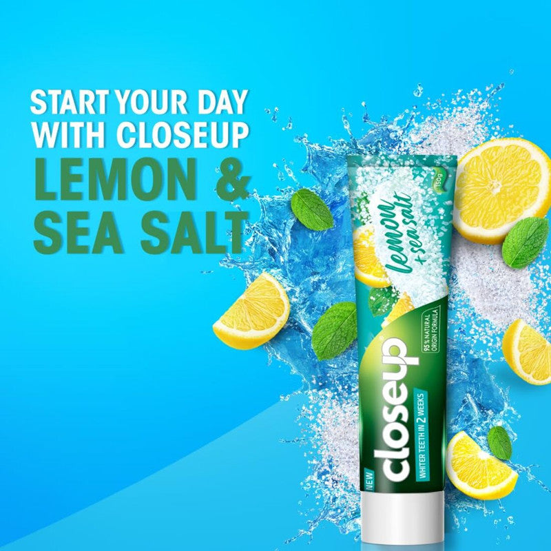 Closeup Lemon + Sea Salt Whiter Teeth Toothpaste 150g Pack of 3