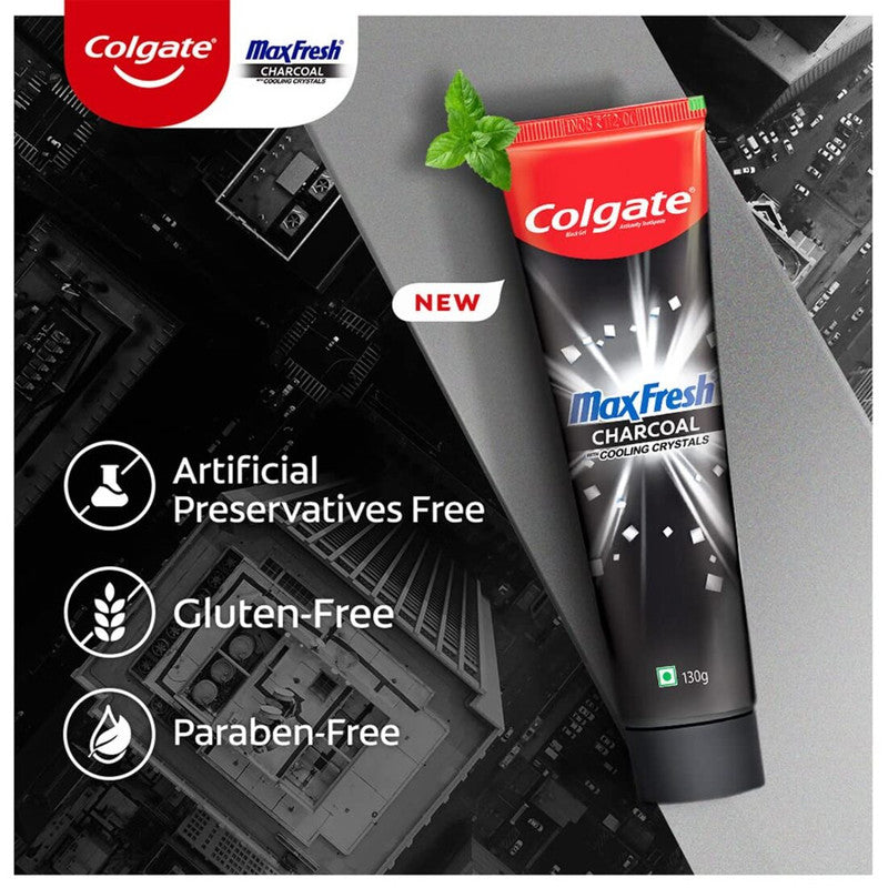 Colgate MaxFresh With Cooling Crystals 10X Charcoal Toothpaste 130g Pack of 2