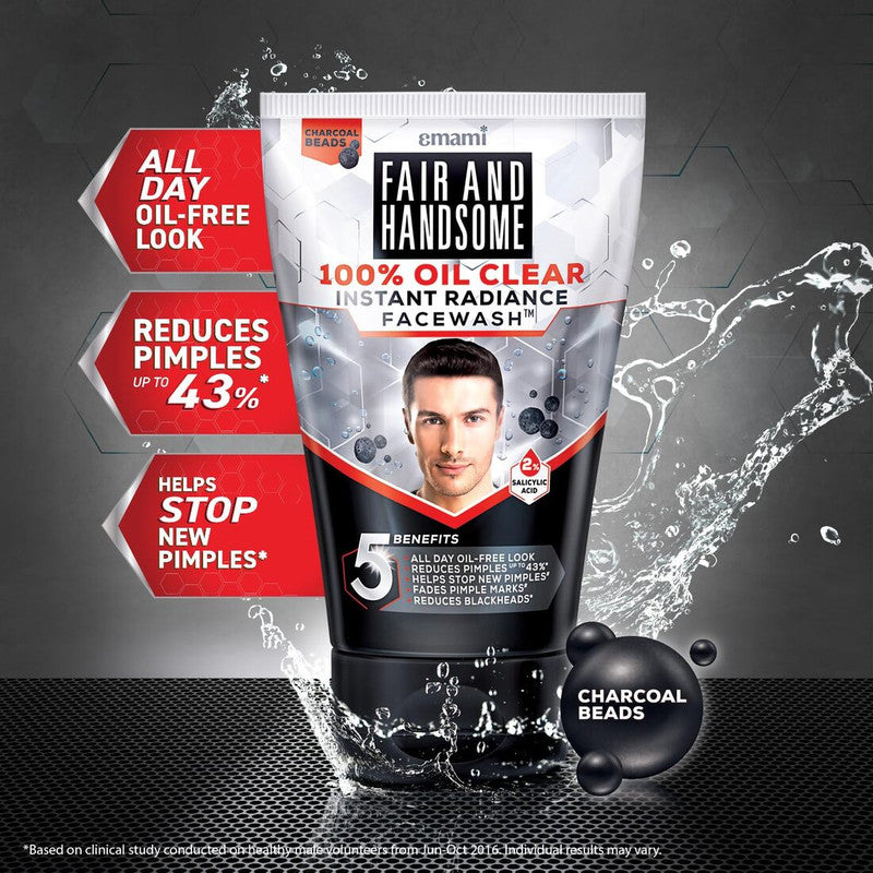 Emami Fair & Handsome 100% Oil Clear Instant Radiance Face Wash 50g