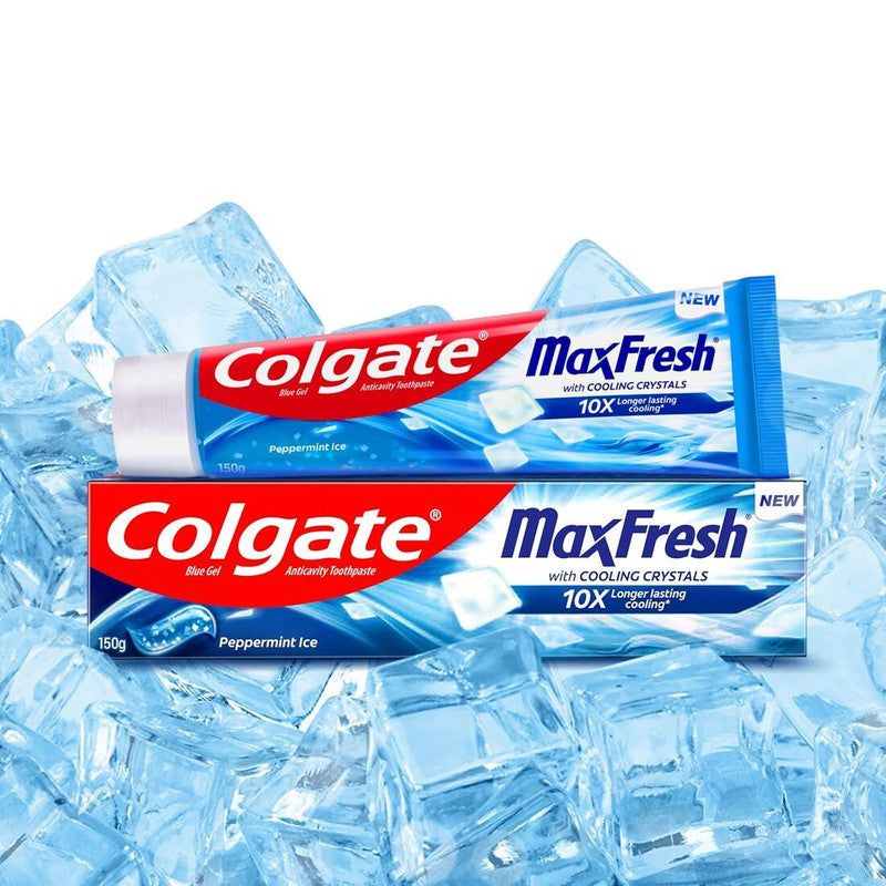 Colgate MaxFresh With Cooling Crystals 10X Peppermint Ice Toothpaste 150g Pack of 2