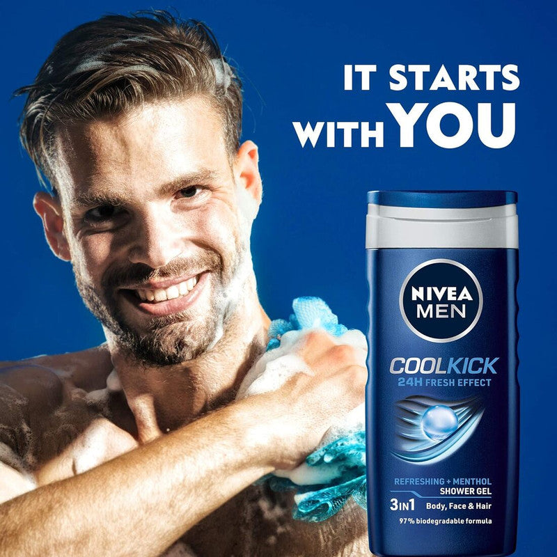 Nivea Men CoolKick Refreshing + Menthol Shower Gel 250ml