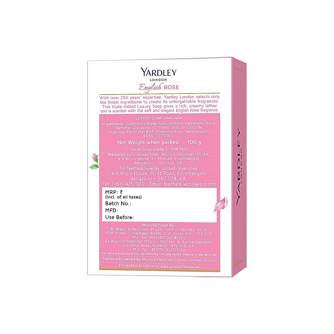Yardley London English Rose Luxury Soap 100g Without Box