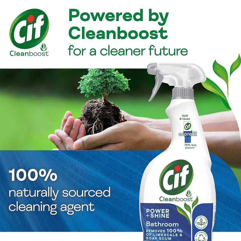 Cif Clean Boost Power + Shine Bathroom Removes 100% Limescale Spray 700ml Pack of 2