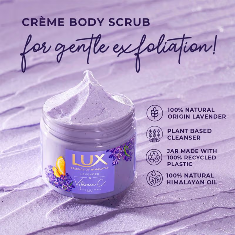 Lux Essence of Hmalayas Lavender & Vitamin C Creme Body Scrub 300g Pack of 2