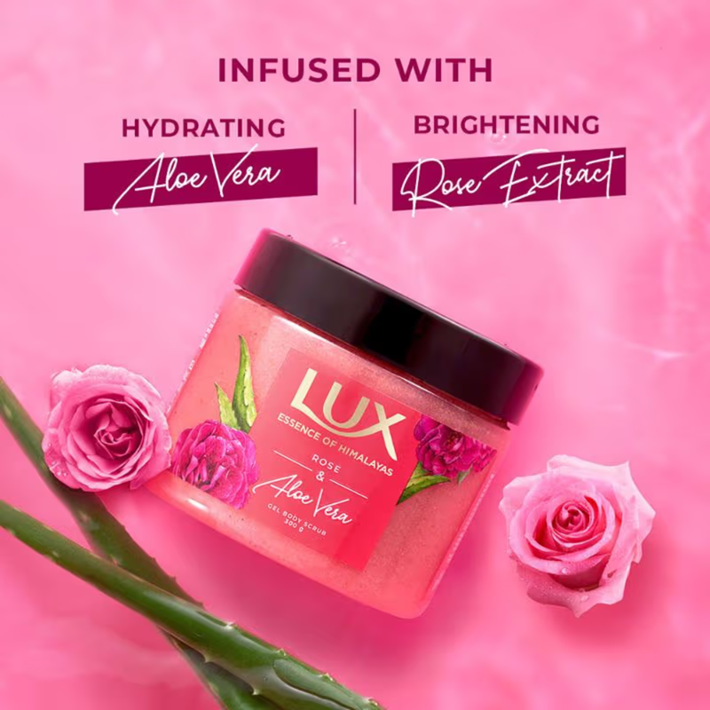 Lux Essence of Hmalayas Rose & Aloe Vera Gel Body Scrub 300g