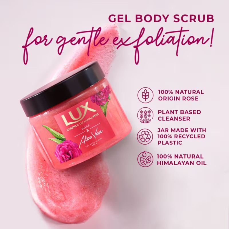 Lux Essence of Hmalayas Rose & Aloe Vera Gel Body Scrub 300g Pack of 2