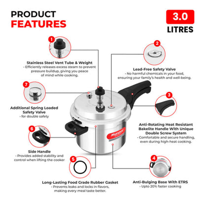 Master Perfect Aluminium Outerlid Pressure Cooker 3L