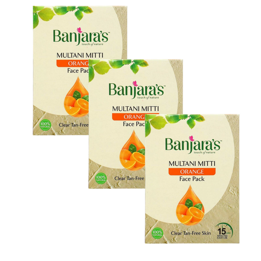 Banjara's Multani Mitti + Orange Face Pack Powder 100gms - Pack Of 3