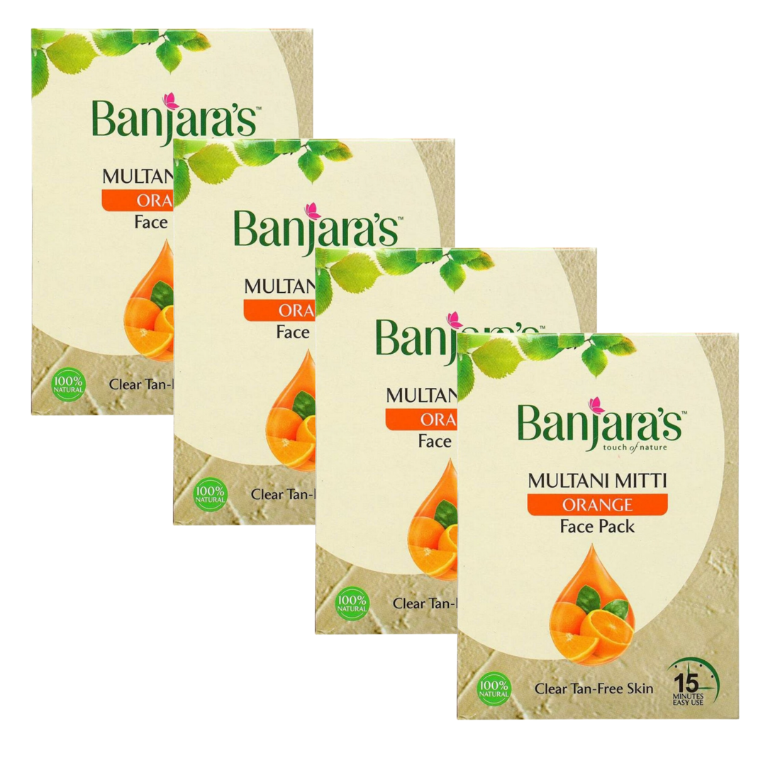 Banjara's Multani Mitti + Orange Face Pack Powder 100gms - Pack Of 4 KartWalk