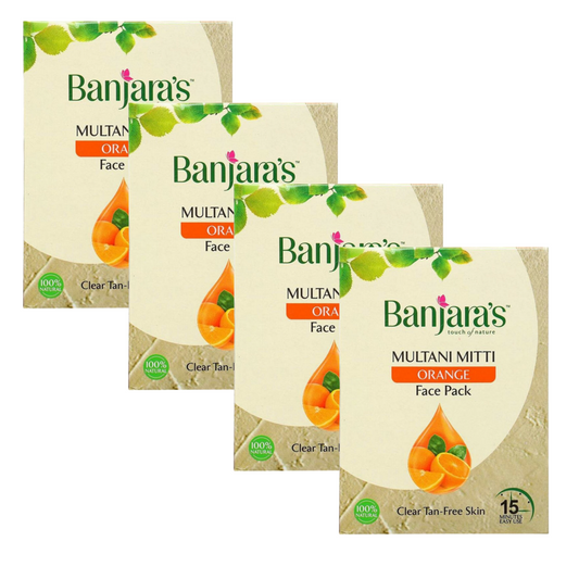 Banjara's Multani Mitti + Orange Face Pack Powder 100gms - Pack Of 4 KartWalk