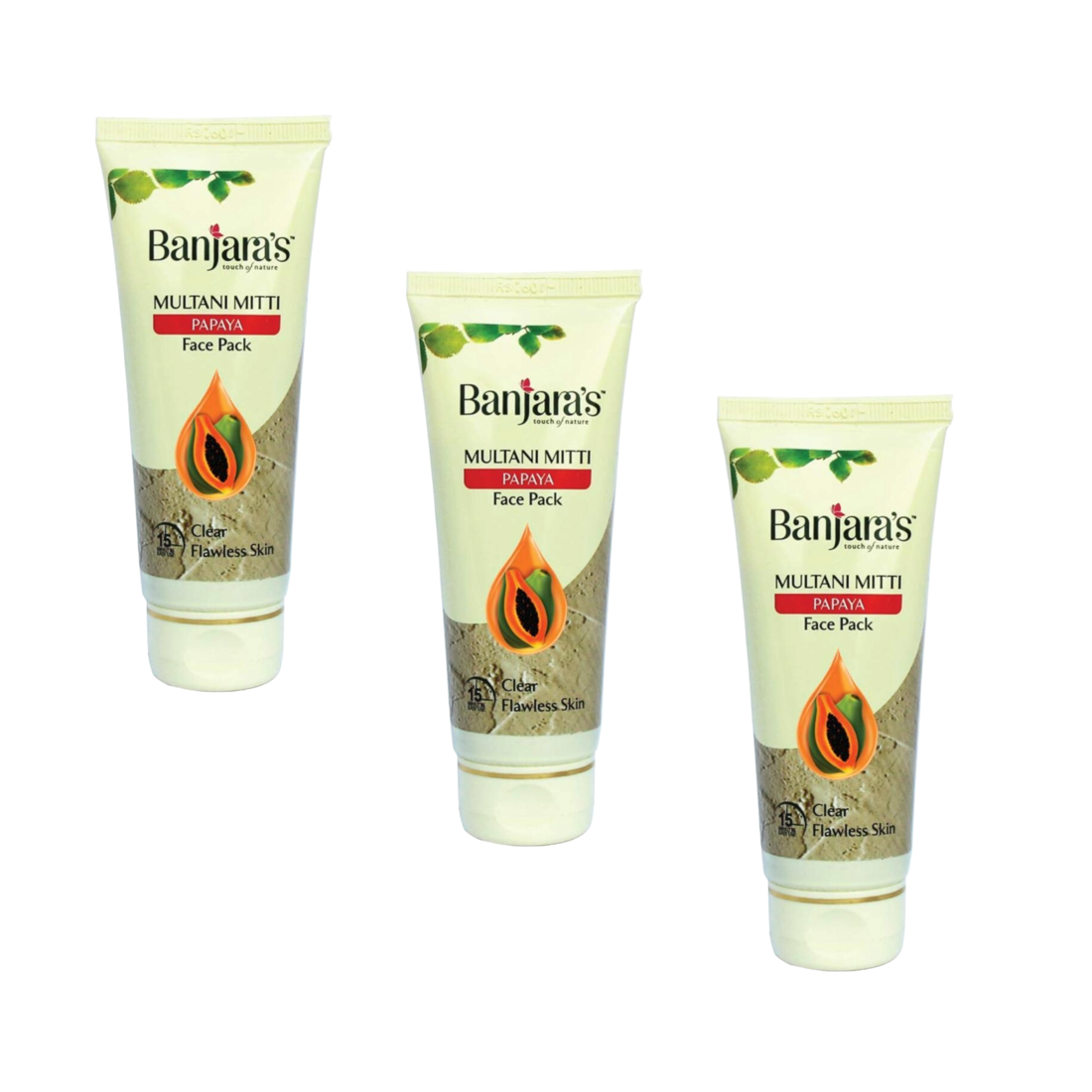 Banjara's Multani Mitti + Papaya Face Pack 50gms (Pack Of 3) KartWalk