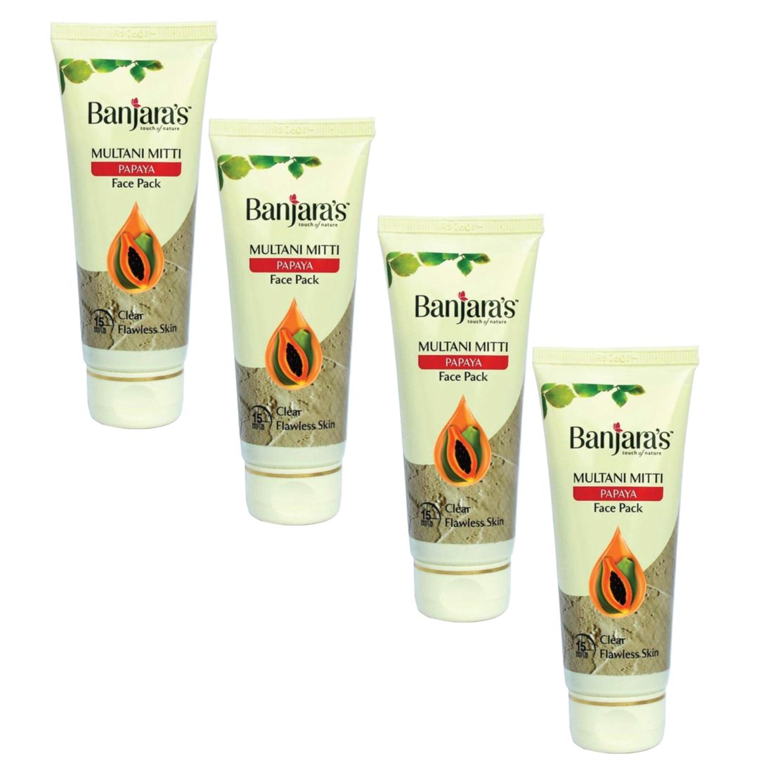 Banjara's Multani Mitti + Papaya Face Pack 50gms (Pack Of 4) KartWalk