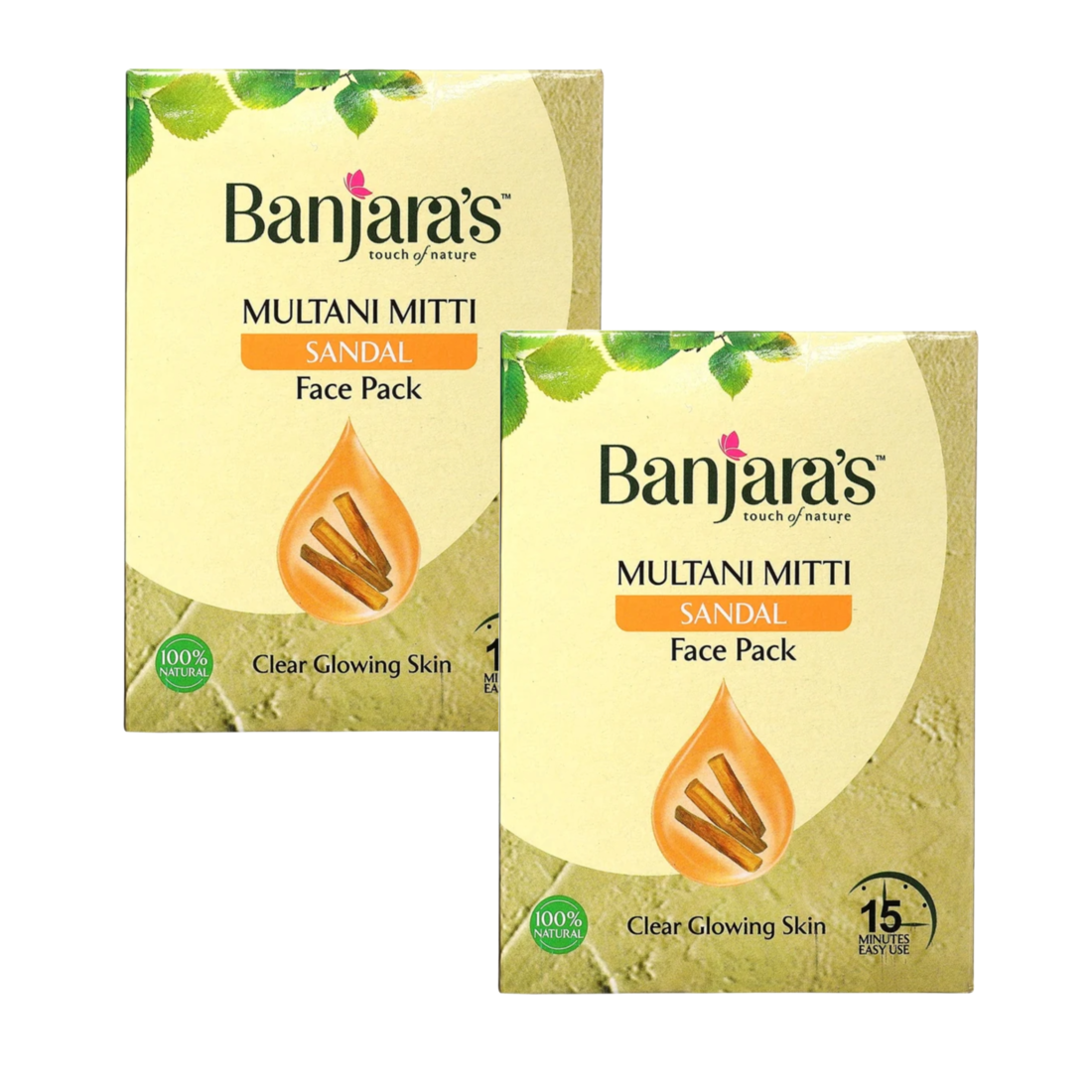 Banjara's Multani Mitti + Sandal Face Pack Powder 100gms (Pack Of 2) KartWalk