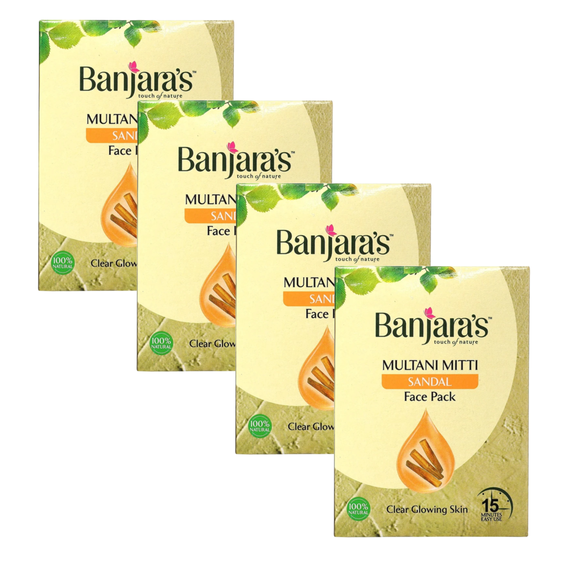 Banjara's Multani Mitti + Sandal Face Pack Powder 100gms (Pack Of 4)