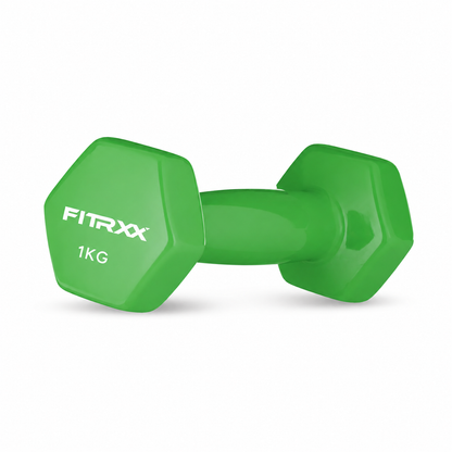 Fitrxx Vinyl Dumbbells 1 kg | Men and Women | Non-Slippery Dumbbell for Home and Gym | Full Body Workout |