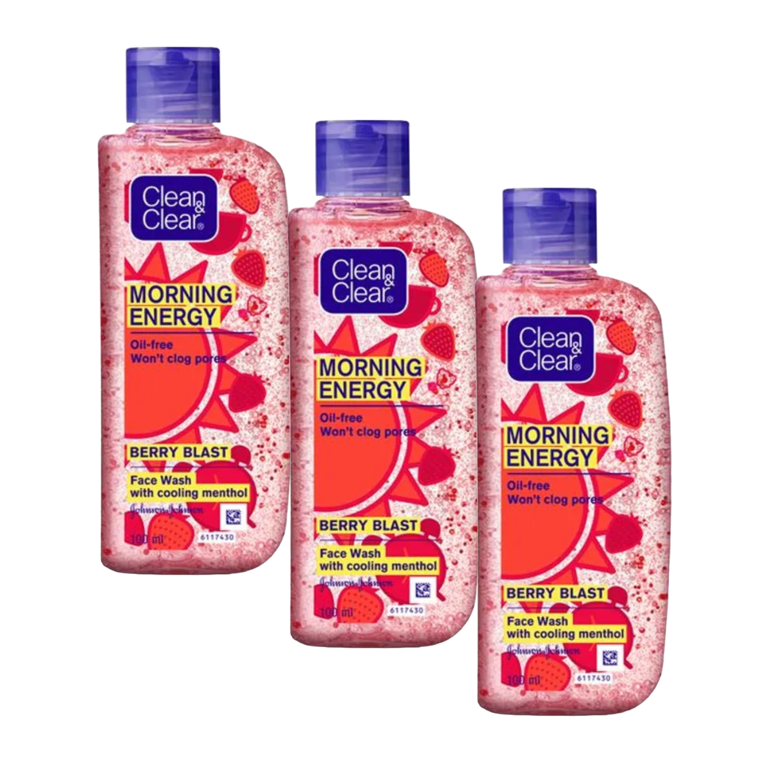 Clean & Clear Morning Energy Berry Face Wash, 100ml - Pack Of 3 KartWalk