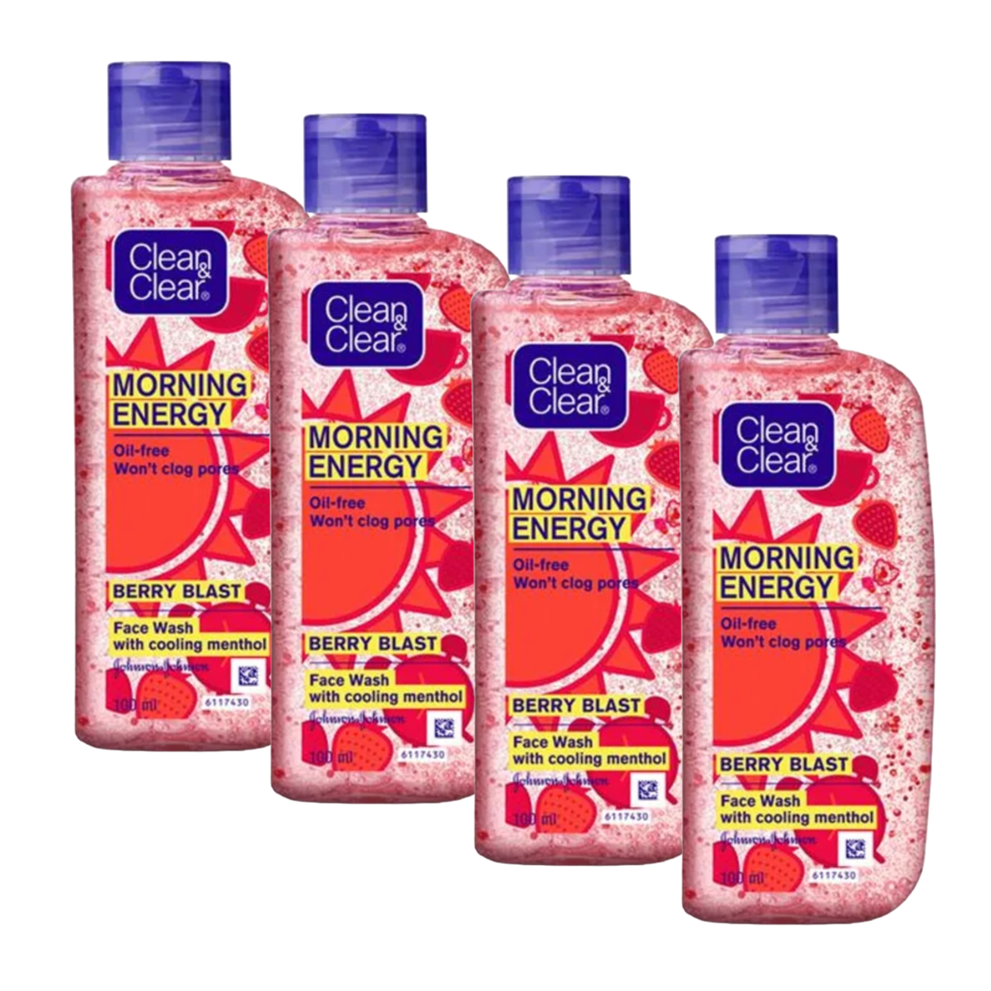 Clean & Clear Morning Energy Berry Face Wash, 100ml - Pack Of 4 KartWalk