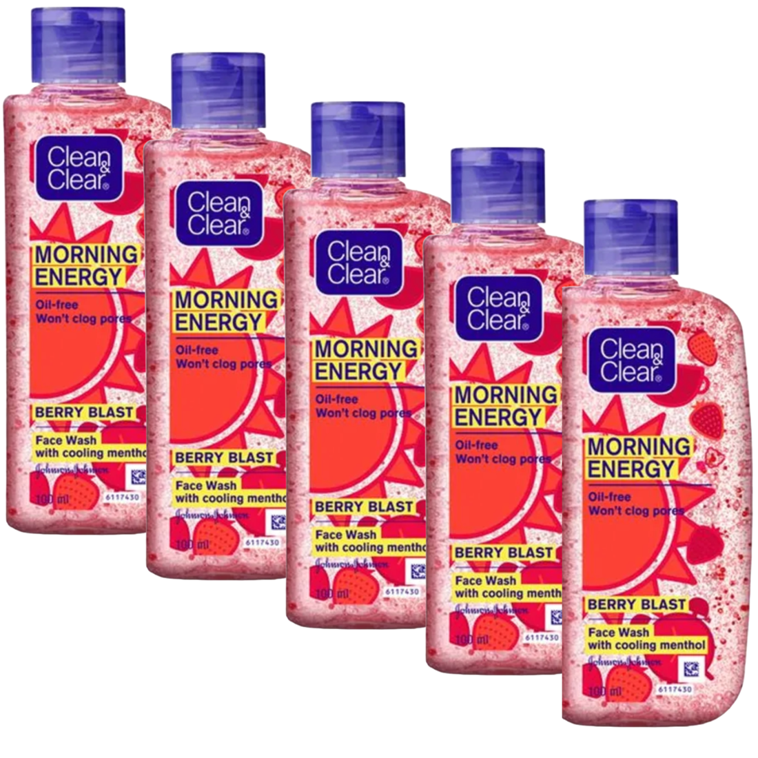 Clean & Clear Morning Energy Berry Face Wash, 100ml - Pack Of 5 KartWalk